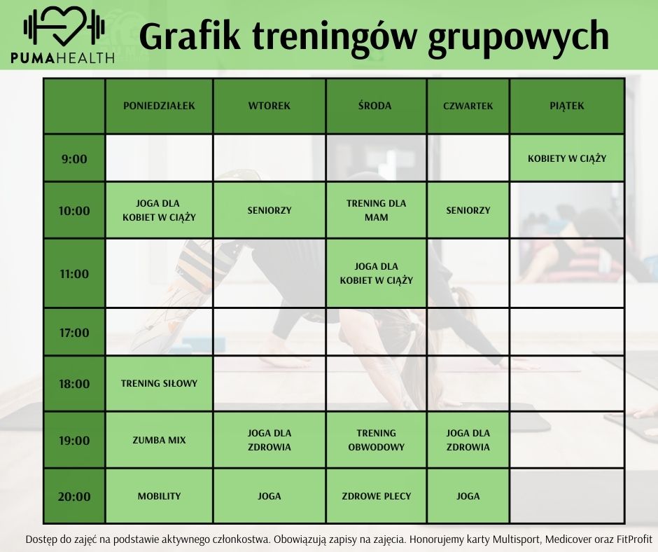 GRAFIK TRENINGÓW GRUPOWYCH PH